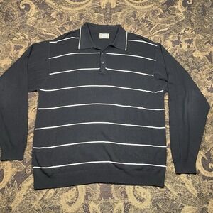 VTG Bungalow Brand Sweater Mens XL Black 1/4 Pullover Long Sleeve Silk Blend